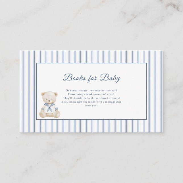 Little Sailor Coastal Baby Shower  Enclosure Card (Front)