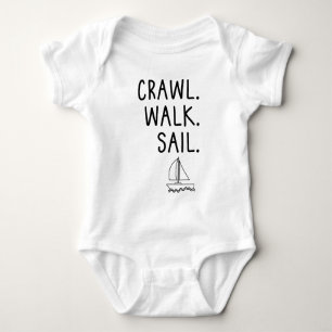 Little Sailor Crawl Walk Sail Baby Bodysuit