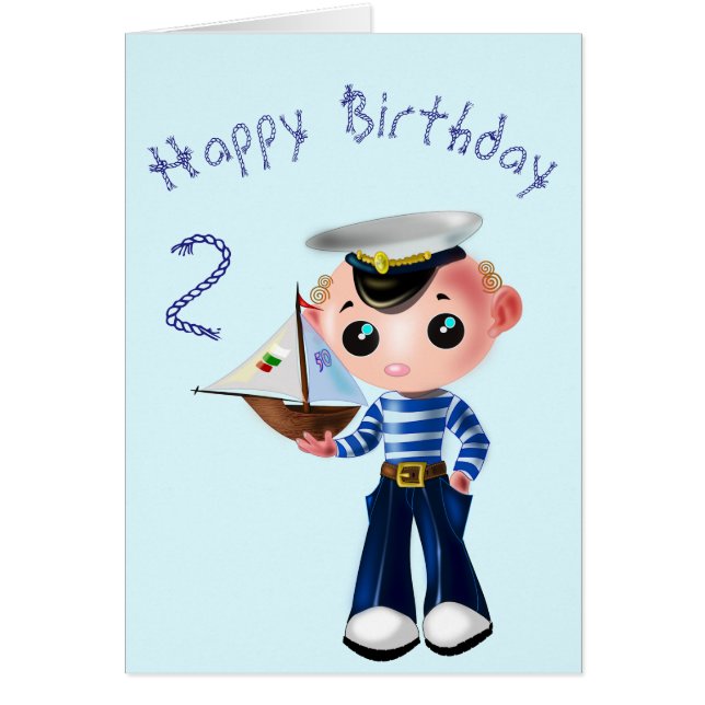 Little Sailor Kids Birthday Card (Front)
