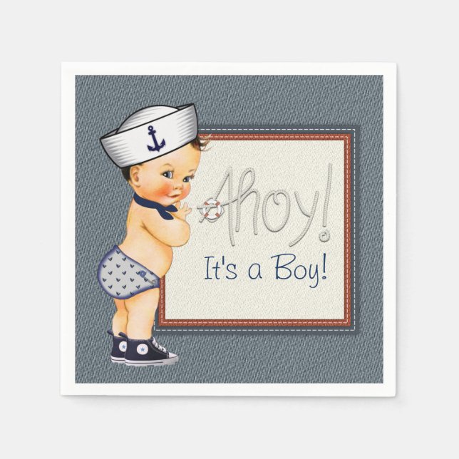 Little Sailor Nautical Baby Shower Napkin (Front)