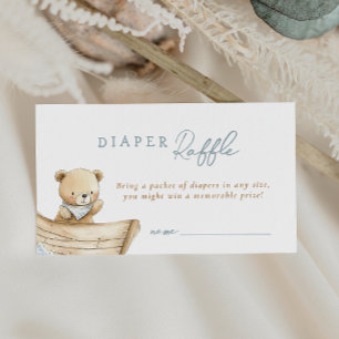 Little Sailor Teddy Bear Baby Shower Diaper Raffle Enclosure Card