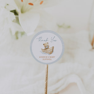 Little Sailor Teddy Bear Baby Shower Favour Classic Round Sticker