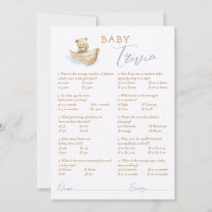 Little Sailor Teddy Bear Baby Shower Trivia Card