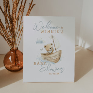 Little Sailor Teddy Bear Welcome Baby Shower Pedestal Sign