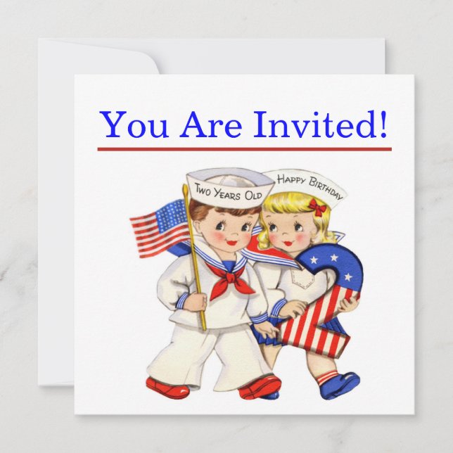 Little Sailor Twins 2nd birthday party Invitation (Front)