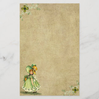 Little Saint Patty's Day Girl- Stationery- No Line Stationery