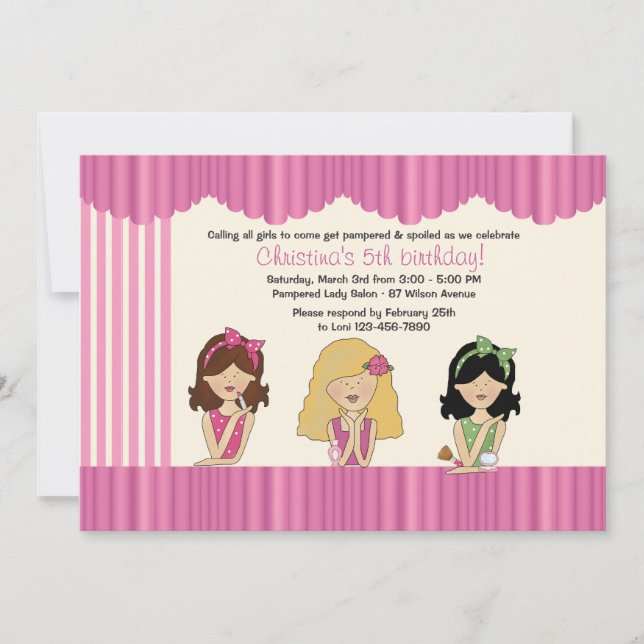 Little Salon Beauties Spa Invitation (Front)