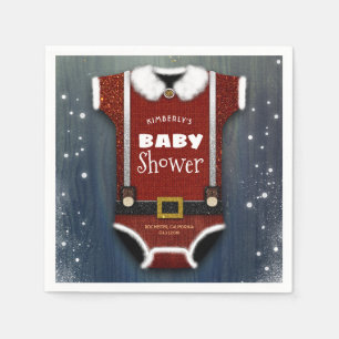Little Santa Bodysuit Winter Baby Shower Napkin