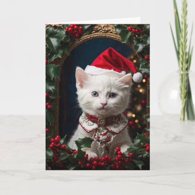 Little Santa Kitty Thank You Card (Front)