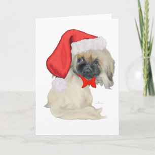 Little Santa Pekingese Holiday Card