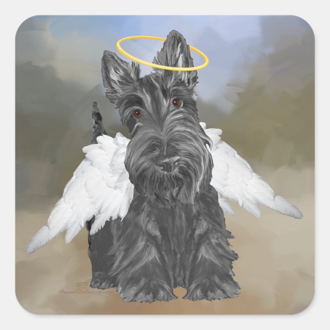 Little Scottie Angel Square Sticker (Front)