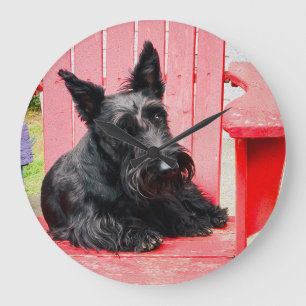 Little Scottie in a Big Red Chair Large Clock