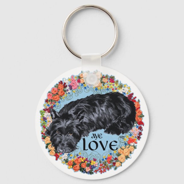 Little Scottie on Tartan Key Ring (Front)