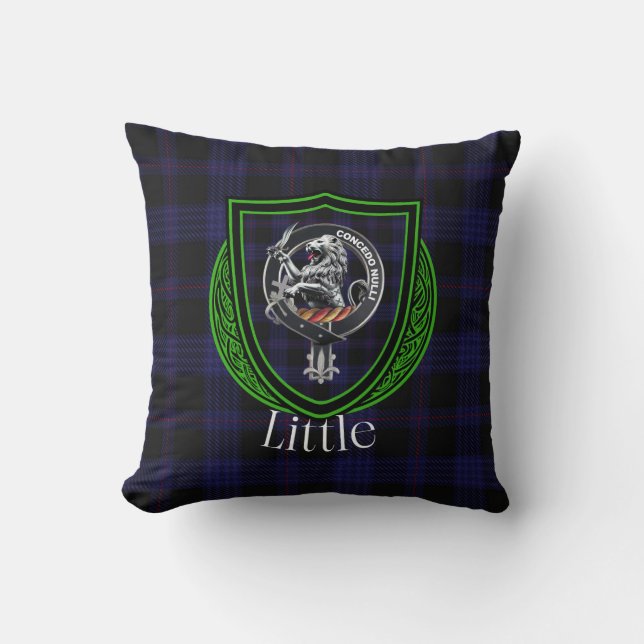 Little Scottish Clan Tartan & Crest Cushion (Front)