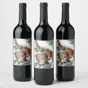 Little Screech Owl by John James Audubon Wine Label
