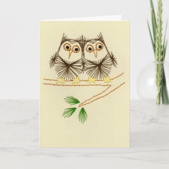 Little Screech Owls Embroidery Cards (Front)