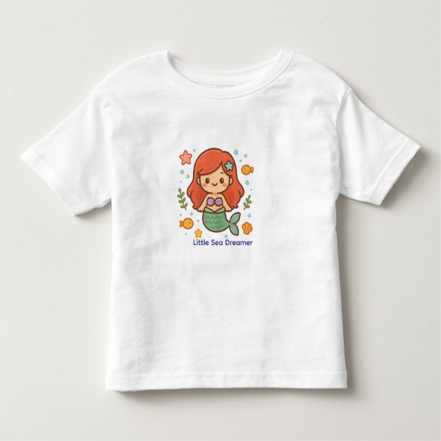 Little Sea Dreamer Mermaid – Cute Toddler Girl T-S Toddler T-Shirt (Front)