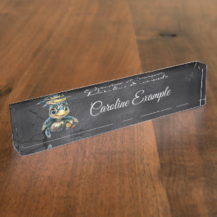 Little sea turtle exploring with her friend. nameplate