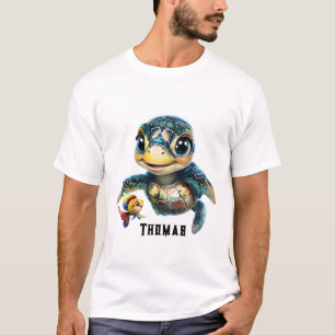 Little sea turtle exploring with her friend. T-Shirt