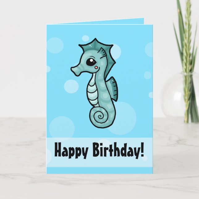 Little Seahorse Birthday card (Front)