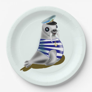 Little Seal Sailor Paper Plate