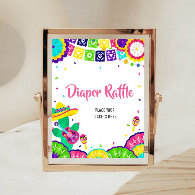 Little Senorita Baby Shower Diaper Raffle Poster (Mexican Baby Shower Diaper Raffle Sign)