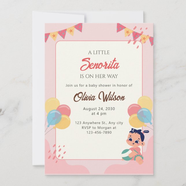 little senorita baby shower invitation fiesta (Front)