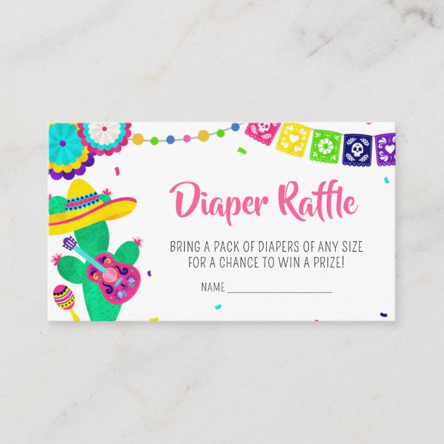 Little Senorita Fiesta Baby Shower Diaper Raffle Enclosure Card (Front)