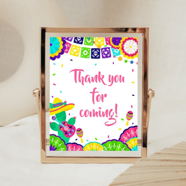 Little Senorita Fiesta Thank You for Coming Poster (Mexican Baby Shower Thank You for Coming Sign)