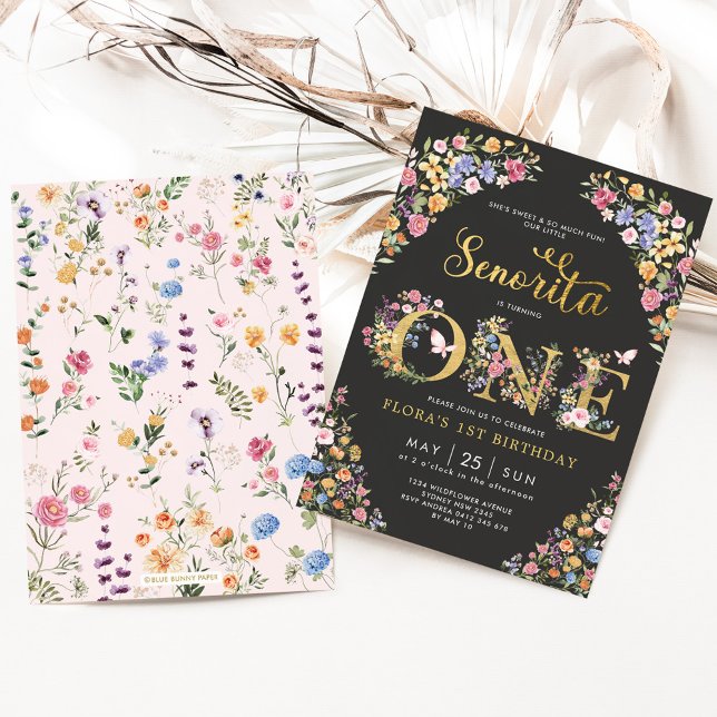 Little Senorita Fiesta Wildflower 1st Birthday Invitation (Creator Uploaded)