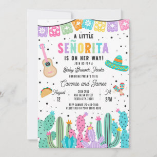 Little Señorita On The Way Girl Fiesta Baby Shower Invitation