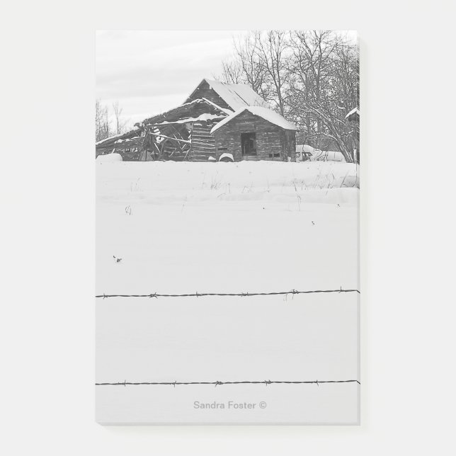 Little Shacks With Fence Winter Scene Post-it Notes (Front)