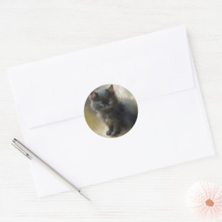Little Shadow Black Kitten Classic Round Sticker