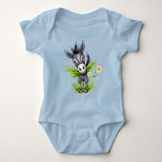 Little shaggy grey donkey baby bodysuit