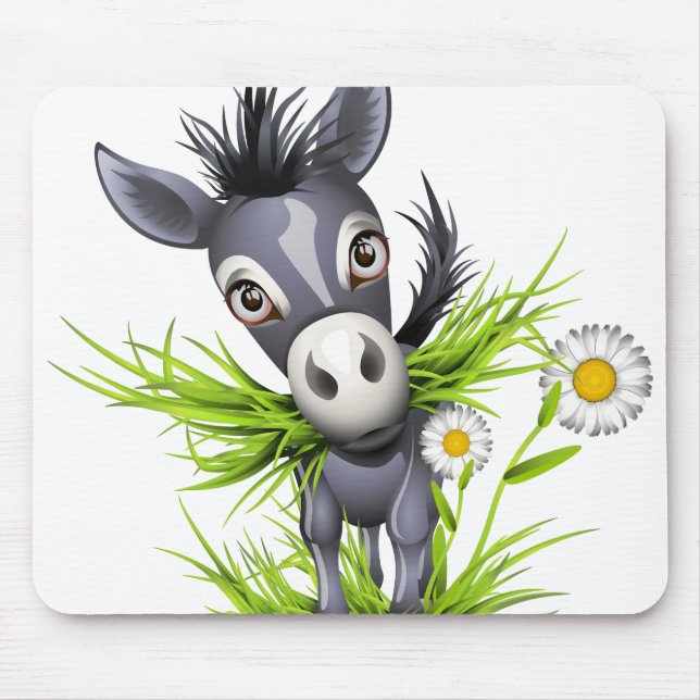 Little shaggy grey donkey mouse pad (Front)