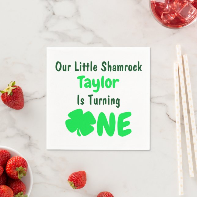 Little Shamrock 1st Birthday Napkin (Insitu)