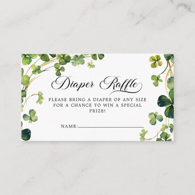 Little Shamrock Baby Shower Diaper Raffle Enclosure Card (Front)