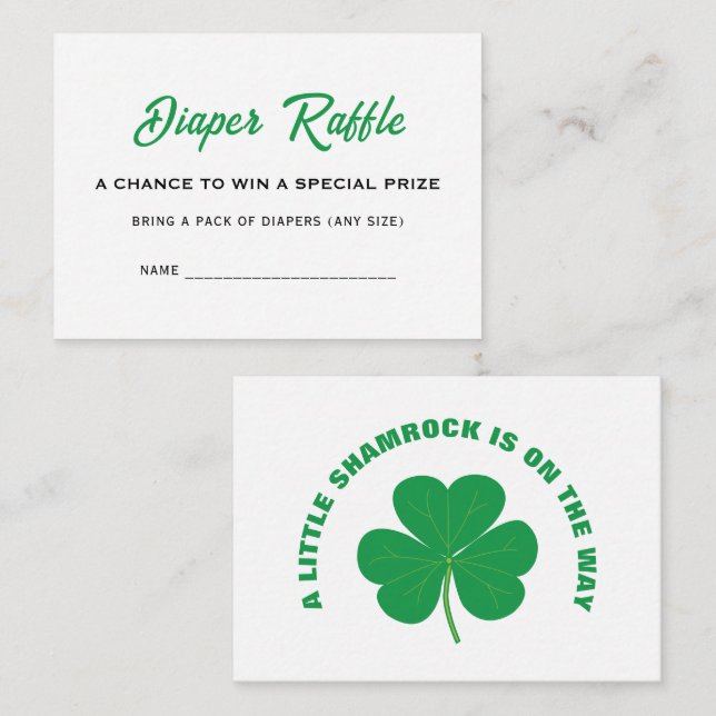 Little Shamrock Baby Shower Diaper Raffle Name Fun Enclosure Card (Front/Back)