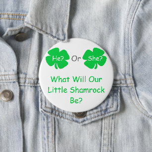 Little Shamrock Gender Reveal 10 Cm Round Badge