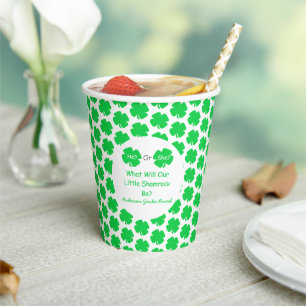 Little Shamrock Gender Reveal Paper Cups