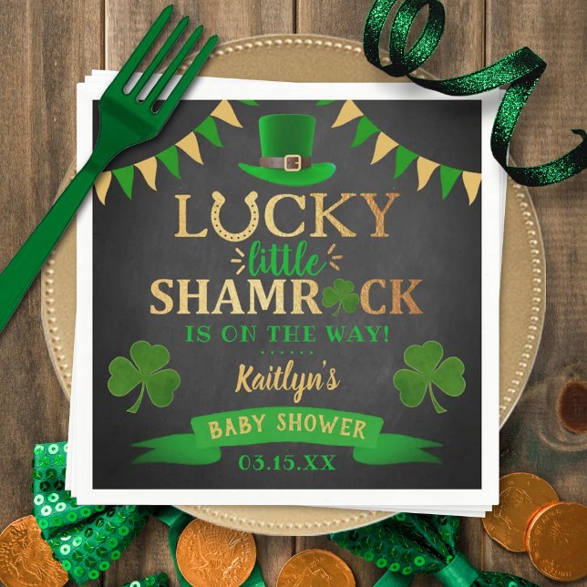 Little Shamrock St. Patrick's Day Baby Shower Napkin (Creator Uploaded)