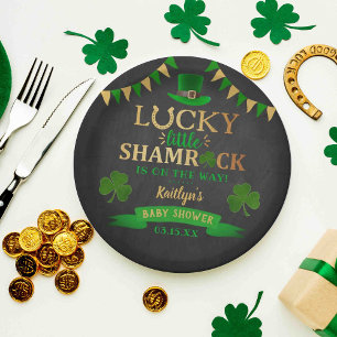 Little Shamrock St. Patrick's Day Baby Shower Paper Plate
