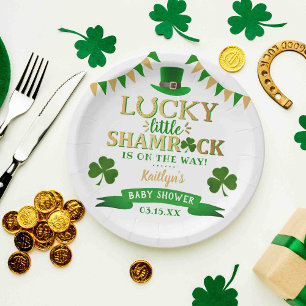 Little Shamrock St. Patrick's Day Baby Shower Paper Plate