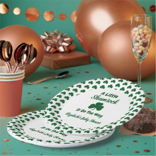 Little Shamrock St Patrick's Day Baby Shower Paper Plate