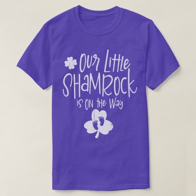 Little Shamrock St Patricks Day Pregnancy Announce T-Shirt (Design Front)