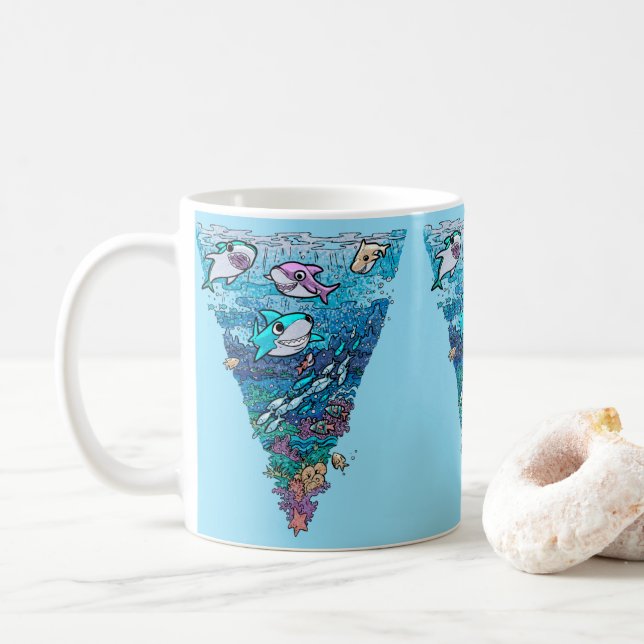 Little Shark Doodle Coffee Mug (With Donut)
