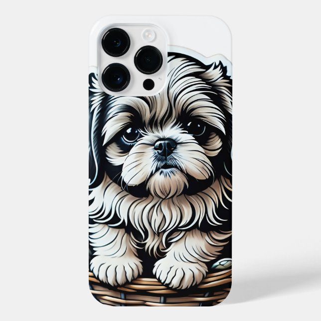 Little Shih Tzu Puppy in a Basket  iPhone Case (Back)