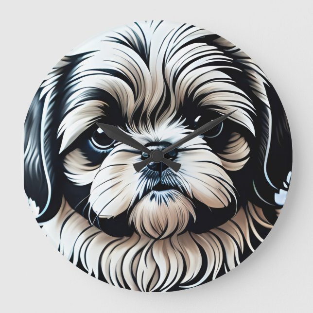Little Shih Tzu Round Wall Clock (Front)
