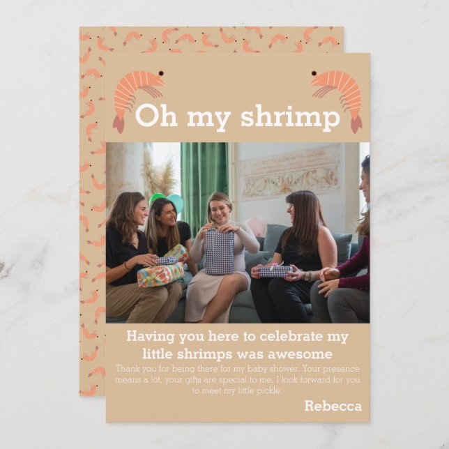 Little shrimp baby shower thank you card (Front/Back)