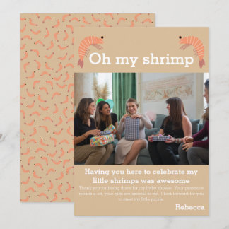 Little shrimp baby shower thank you card